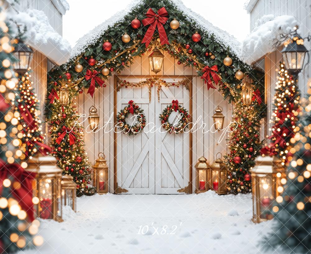 Kate Christmas Tree White Barn Door Backdrop Designed by Emetselch - Image 7