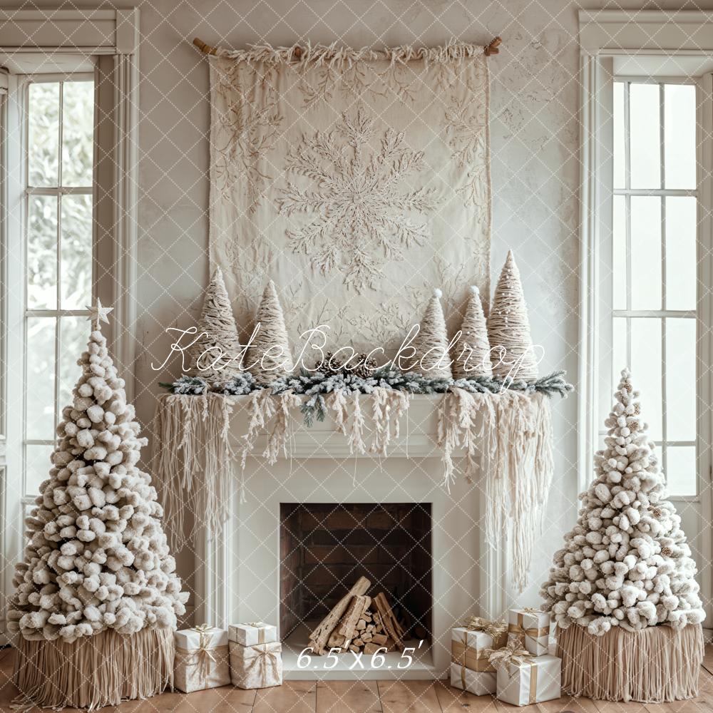 Kate Christmas Tree White Boho Fireplace Backdrop Designed by Emetselch - Image 2