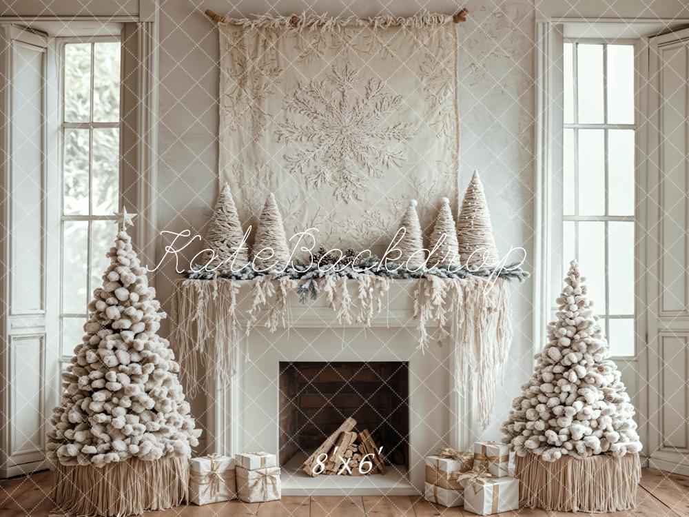 Kate Christmas Tree White Boho Fireplace Backdrop Designed by Emetselch - Image 3