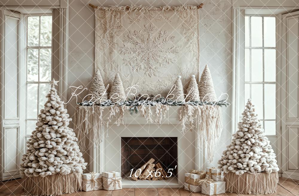 Kate Christmas Tree White Boho Fireplace Backdrop Designed by Emetselch - Image 4