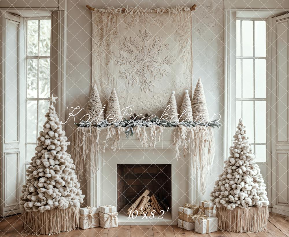 Kate Christmas Tree White Boho Fireplace Backdrop Designed by Emetselch - Image 5