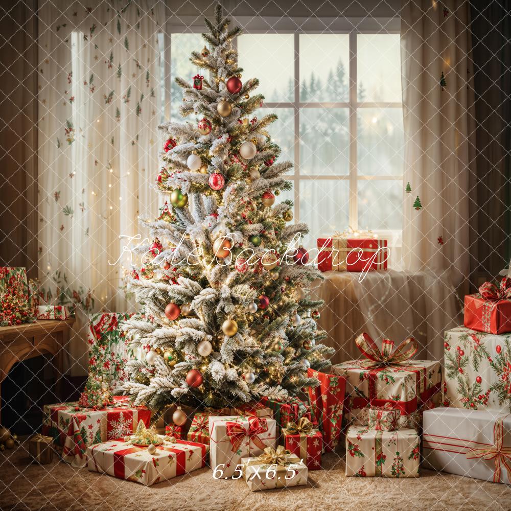 Kate Christmas Tree White Curtain Gifts Backdrop Designed by Emetselch - Image 2