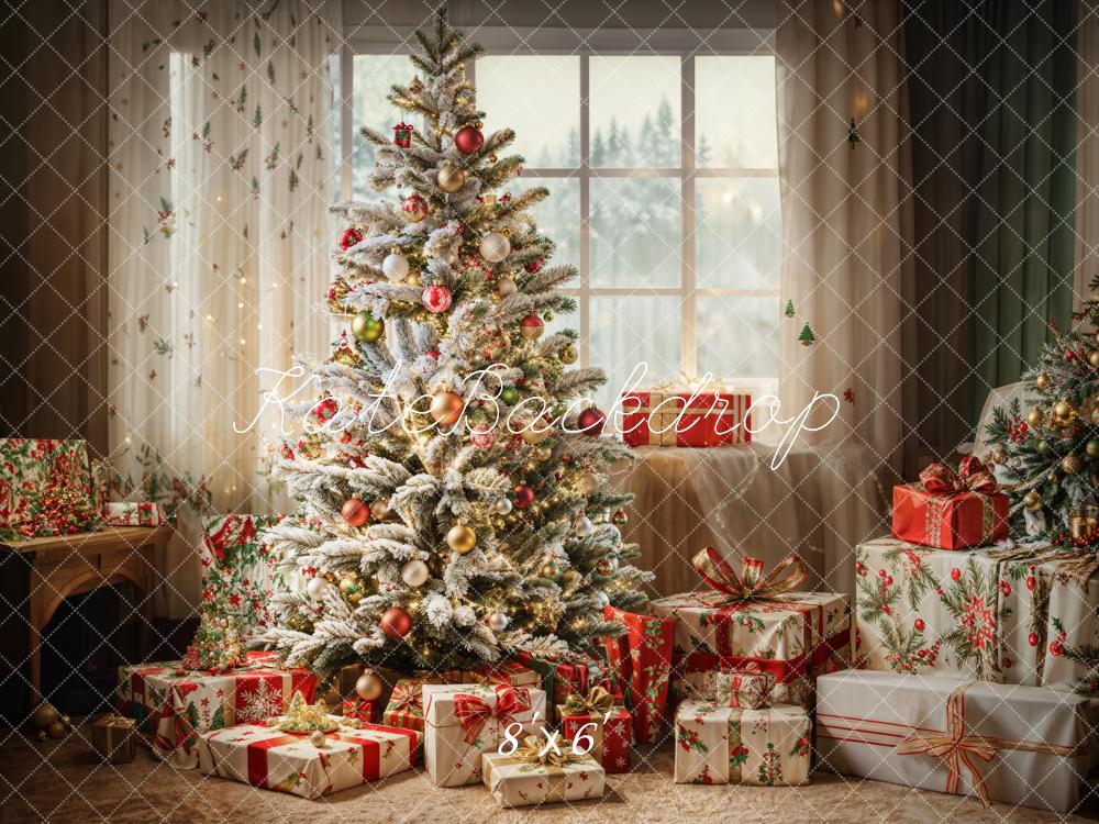 Kate Christmas Tree White Curtain Gifts Backdrop Designed by Emetselch - Image 3