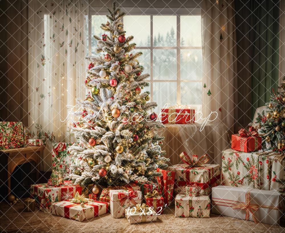 Kate Christmas Tree White Curtain Gifts Backdrop Designed by Emetselch - Image 5