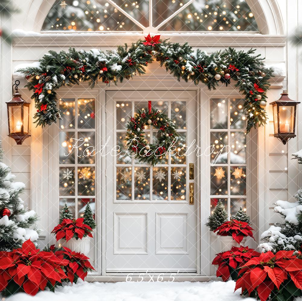 Kate Christmas Tree White Door Wreath Snow Backdrop Designed by Emetselch - Image 5
