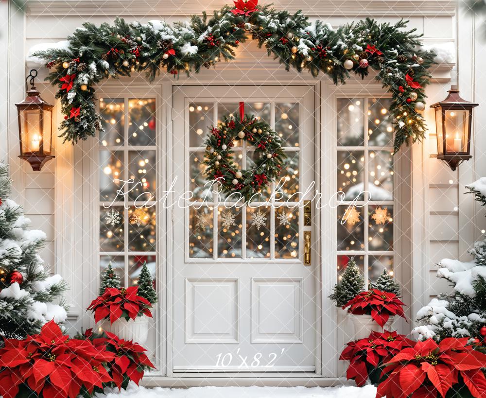 Kate Christmas Tree White Door Wreath Snow Backdrop Designed by Emetselch - Image 6