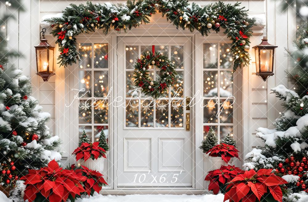 Kate Christmas Tree White Door Wreath Snow Backdrop Designed by Emetselch - Image 7