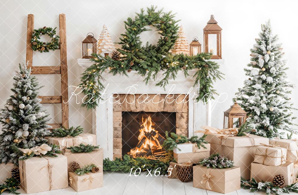 Kate Christmas Tree White Fireplace Gift Box Backdrop Designed by Emetselch - Image 2