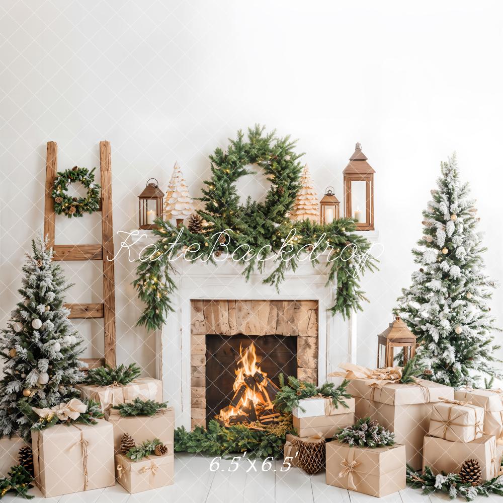 Kate Christmas Tree White Fireplace Gift Box Backdrop Designed by Emetselch - Image 6