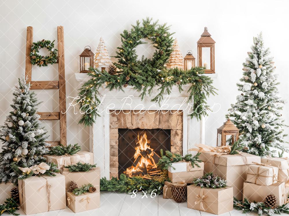 Kate Christmas Tree White Fireplace Gift Box Backdrop Designed by Emetselch - Image 7