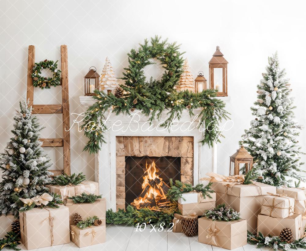Kate Christmas Tree White Fireplace Gift Box Backdrop Designed by Emetselch - Image 8