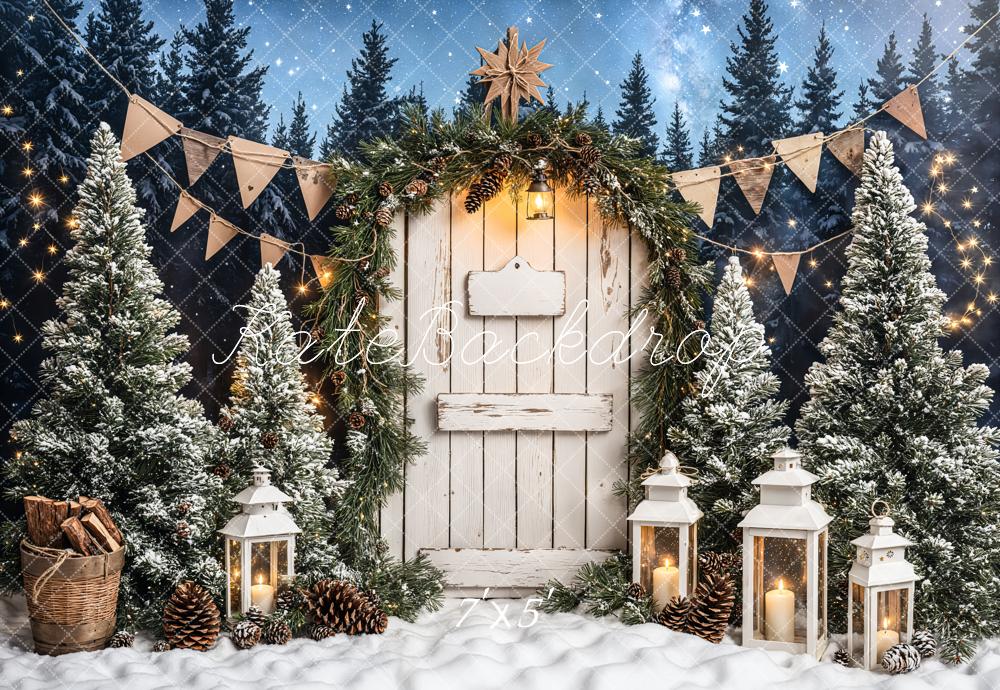 Kate Christmas Tree White Wood Door Backdrop Designed by Emetselch - Image 2