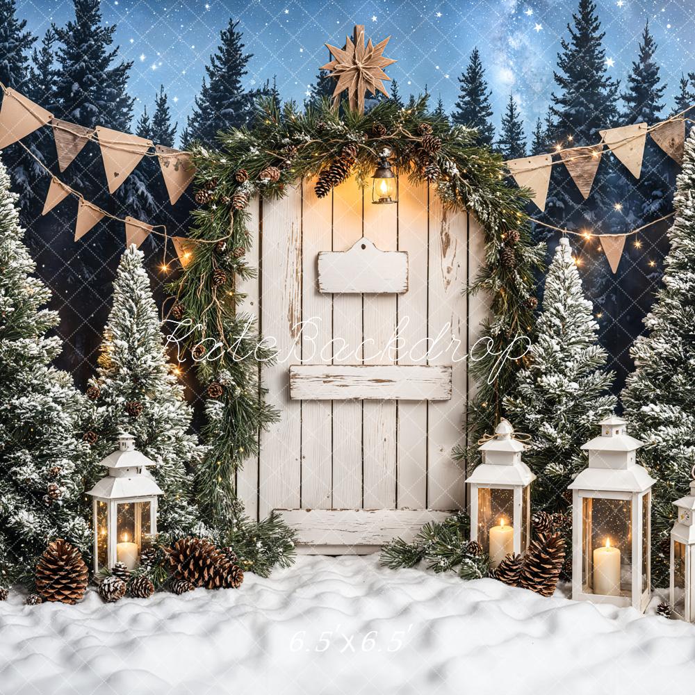 Kate Christmas Tree White Wood Door Backdrop Designed by Emetselch - Image 3