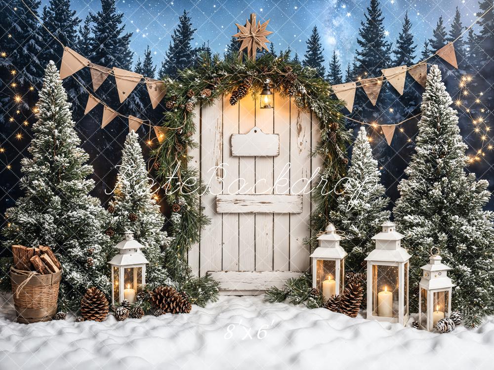 Kate Christmas Tree White Wood Door Backdrop Designed by Emetselch - Image 4