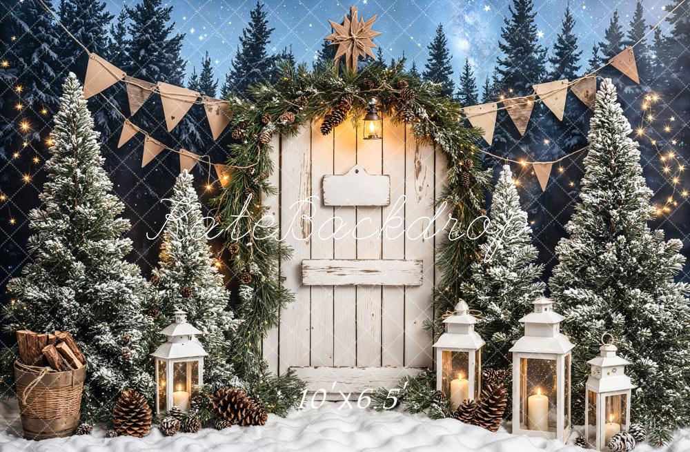 Kate Christmas Tree White Wood Door Backdrop Designed by Emetselch - Image 5