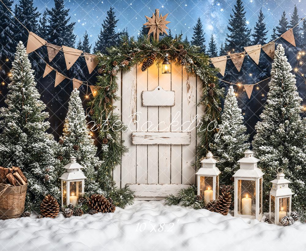 Kate Christmas Tree White Wood Door Backdrop Designed by Emetselch - Image 6