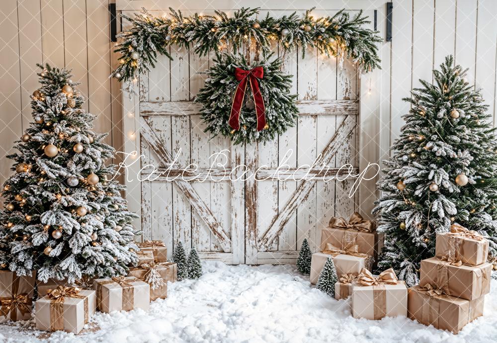 Kate Christmas Tree White Wooden Door Backdrop Designed by Emetselch - Image 2
