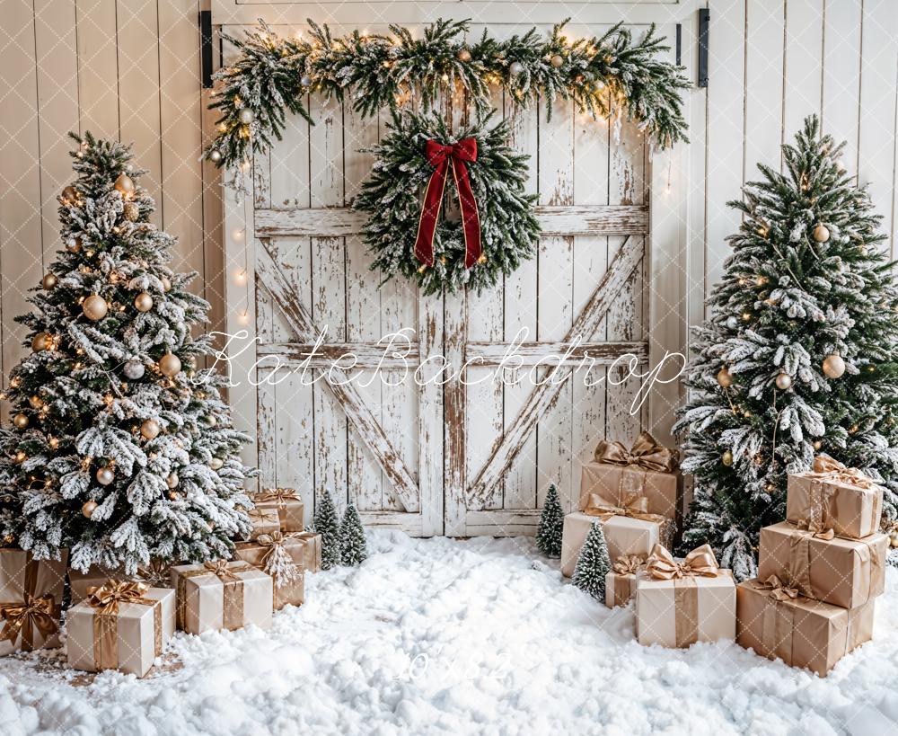 Kate Christmas Tree White Wooden Door Backdrop Designed by Emetselch - Image 7