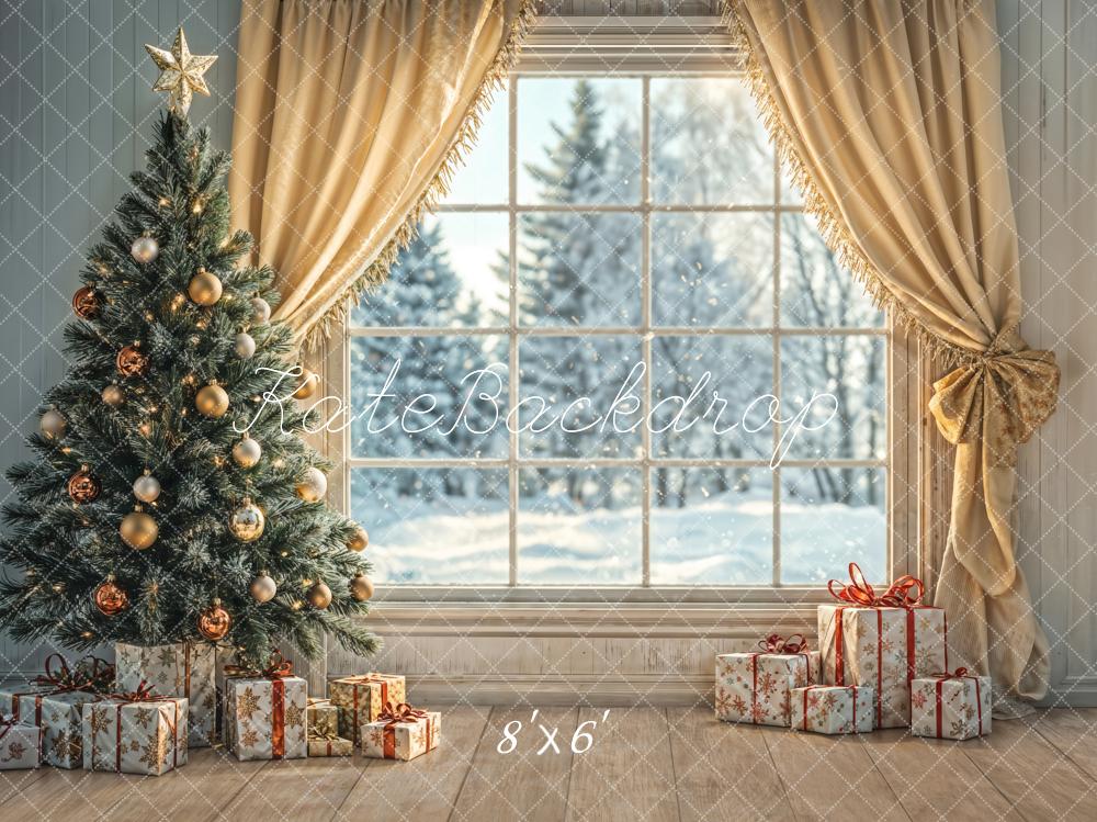 Kate Christmas Tree Window Curtains Gifts Backdrop Designed by Emetselch - Image 3