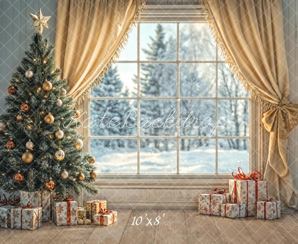 Kate Christmas Tree Window Curtains Gifts Backdrop Designed by Emetselch - Image 6