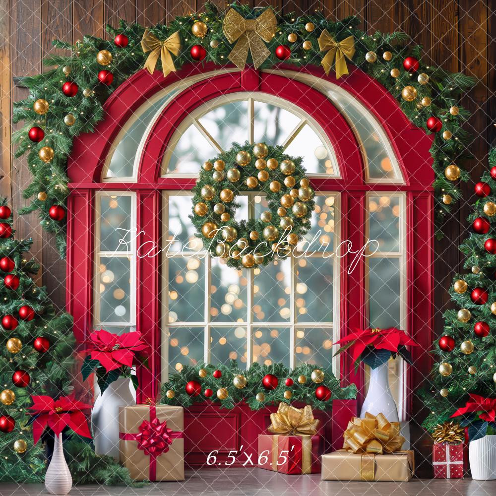 Kate Christmas Tree Window Garland Red Backdrop Designed by Mini MakeBelieve - Image 2