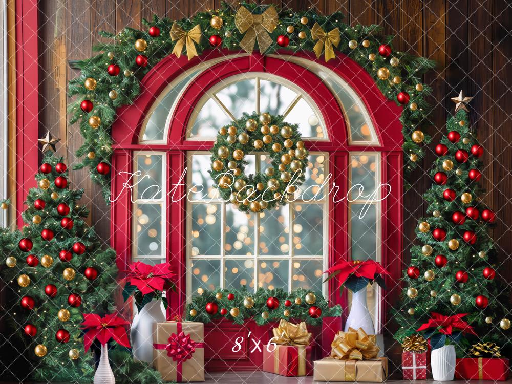Kate Christmas Tree Window Garland Red Backdrop Designed by Mini MakeBelieve - Image 3