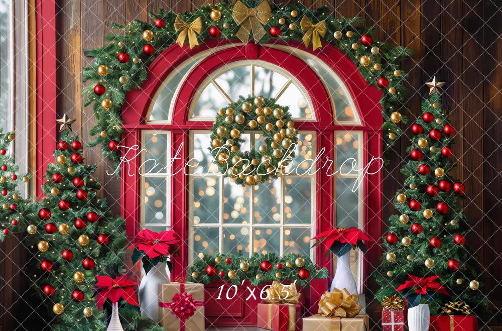 Kate Christmas Tree Window Garland Red Backdrop Designed by Mini MakeBelieve - Image 4