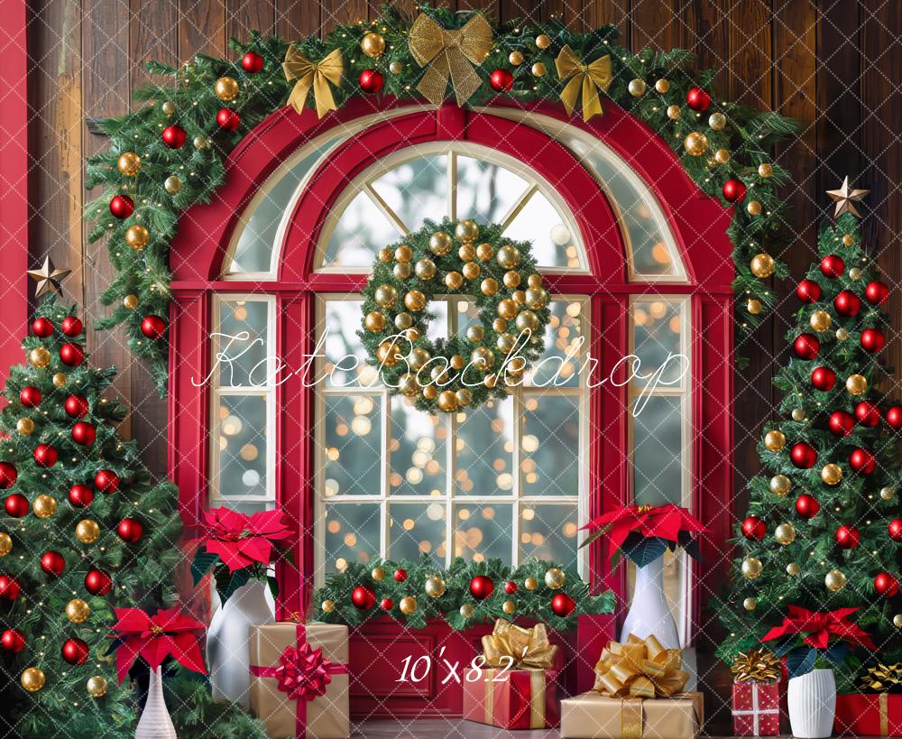Kate Christmas Tree Window Garland Red Backdrop Designed by Mini MakeBelieve - Image 5