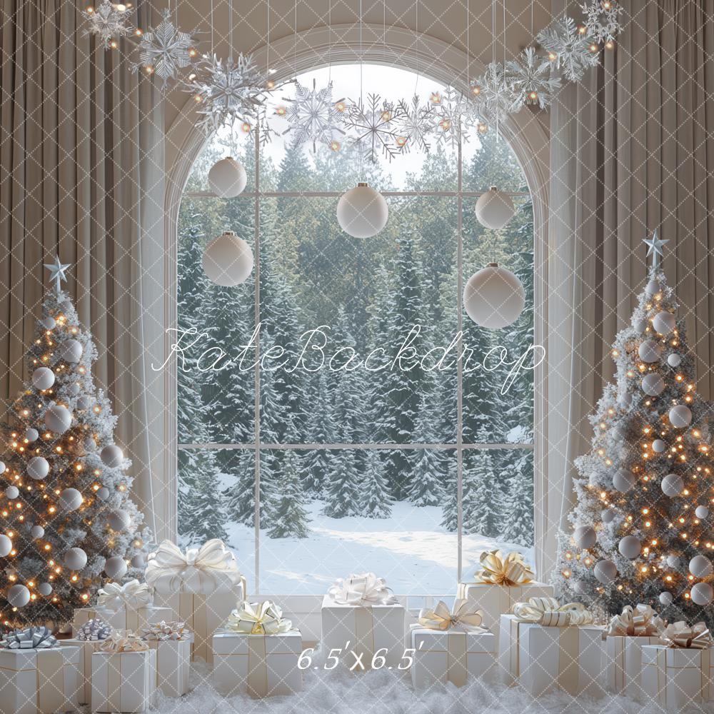 Kate Christmas Tree Window Winter Snow Backdrop Designed by Mini MakeBelieve - Image 2