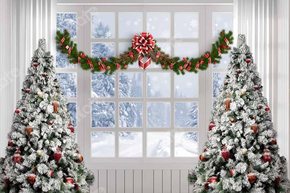 Kate Christmas Tree Winter White Window Backdrop Designed by Chain Photography - Image 2