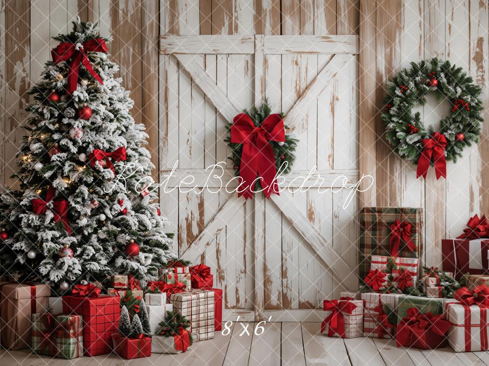 Kate Christmas Tree Wood Door Gifts Backdrop Designed by Emetselch - Image 3
