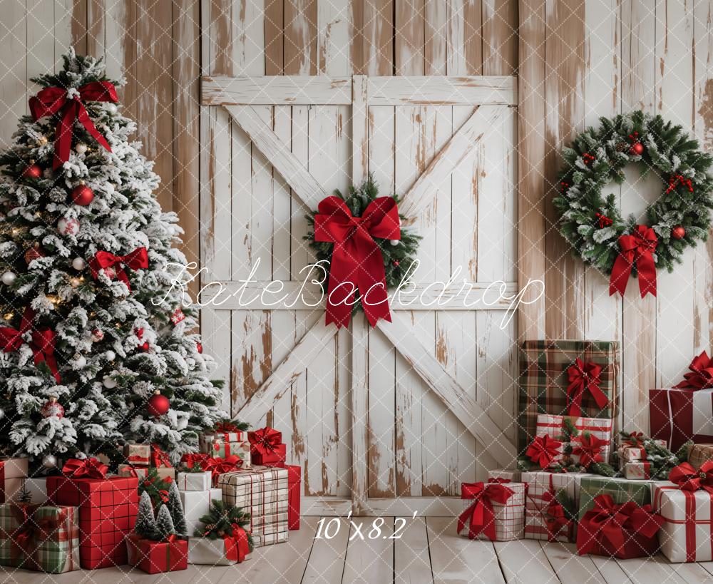 Kate Christmas Tree Wood Door Gifts Backdrop Designed by Emetselch - Image 5