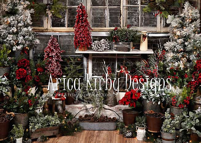 Kate Christmas Tree Wood House Winter Backdrops Designed by Arica Kirby - Image 2