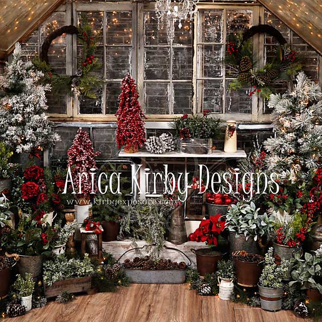 Kate Christmas Tree Wood House Winter Backdrops Designed by Arica Kirby - Image 4