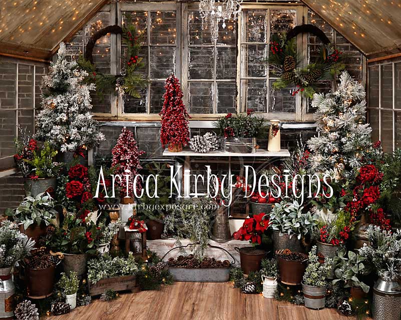Kate Christmas Tree Wood House Winter Backdrops Designed by Arica Kirby - Image 5
