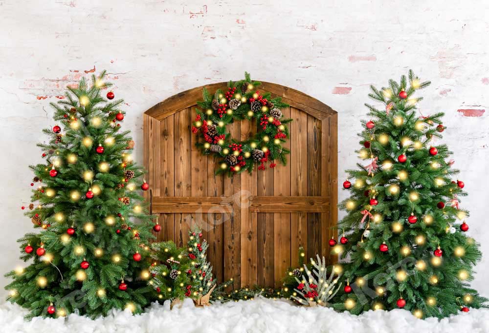 Kate Christmas Tree Wreath Barn Door Backdrop Designed by Emetselch - Image 2