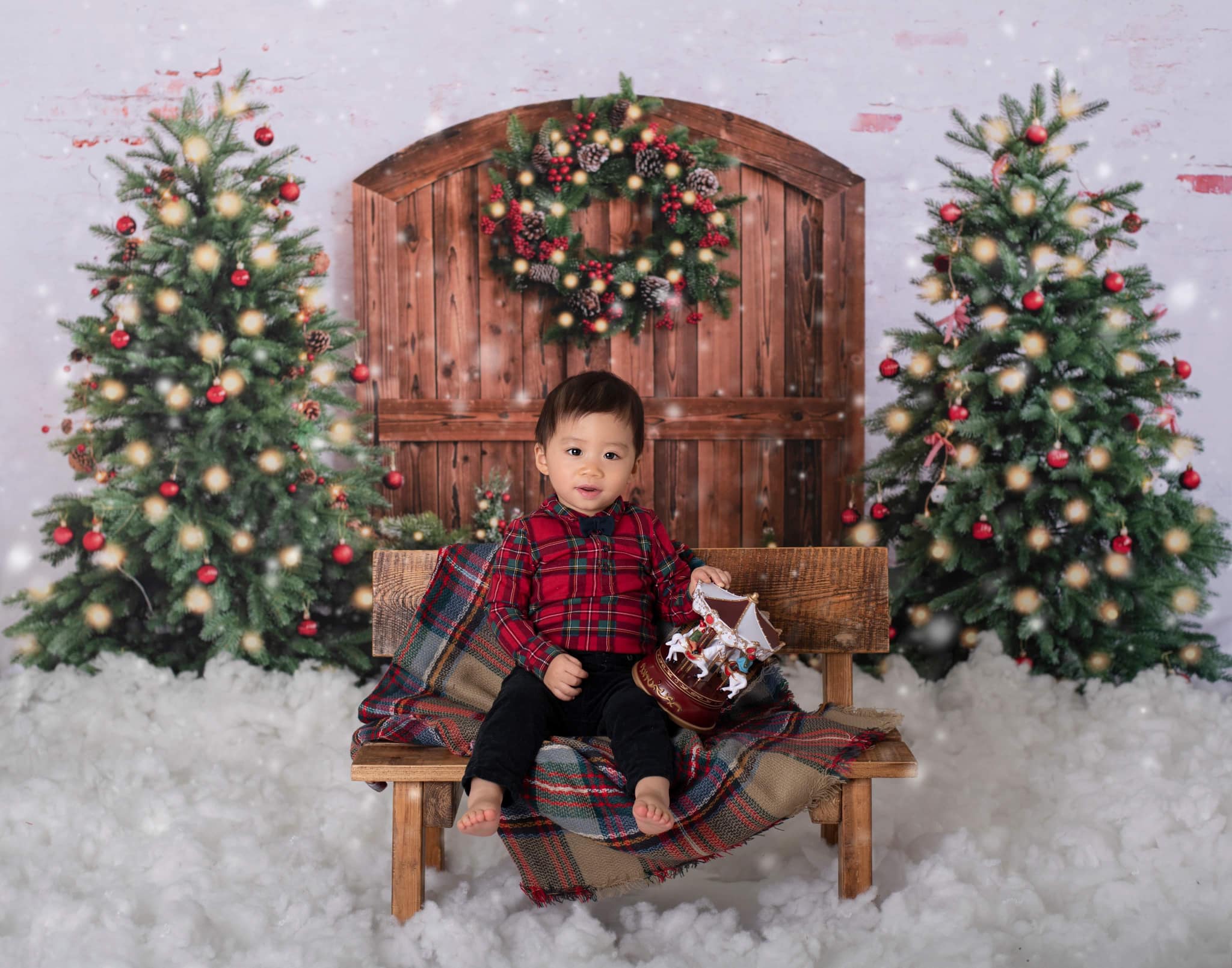 Kate Christmas Tree Wreath Barn Door Backdrop Designed by Emetselch - Image 6