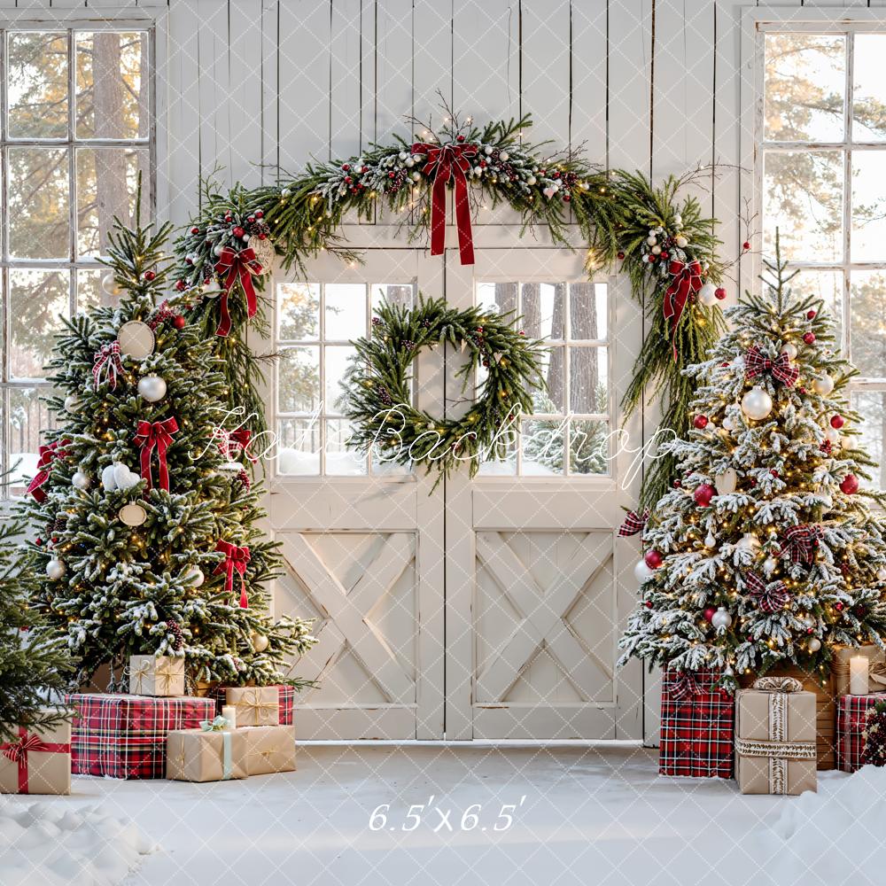 Kate Christmas Trees Arch Presents Rustic Backdrop Designed by Emetselch - Image 2
