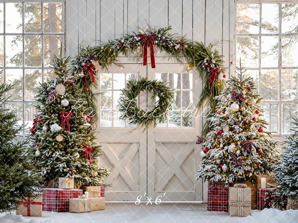 Kate Christmas Trees Arch Presents Rustic Backdrop Designed by Emetselch - Image 3