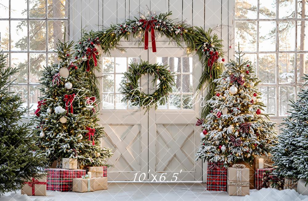 Kate Christmas Trees Arch Presents Rustic Backdrop Designed by Emetselch - Image 4