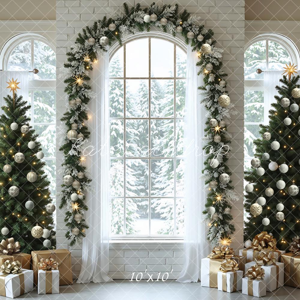 Kate Christmas Trees Arched Window Presents Backdrop Designed by Mini MakeBelieve - Image 7