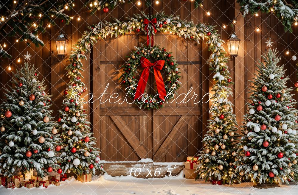 Kate Christmas Trees Arch Wreath Wood Door Backdrop Designed by Emetselch - Image 4