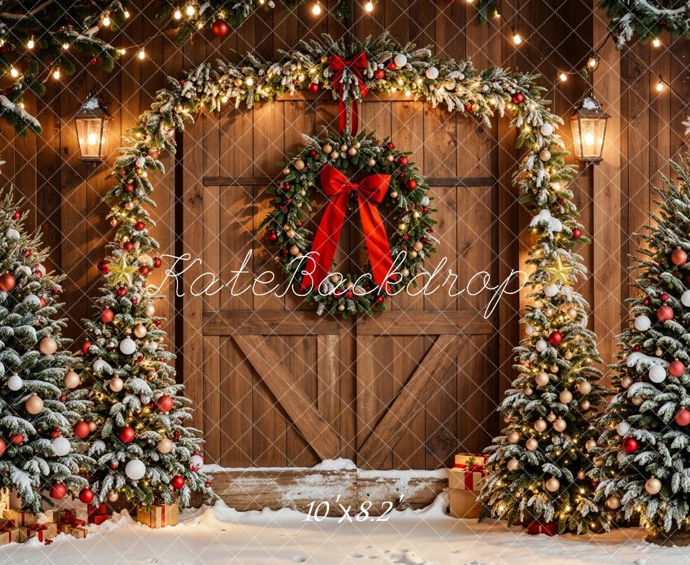 Kate Christmas Trees Arch Wreath Wood Door Backdrop Designed by Emetselch - Image 5