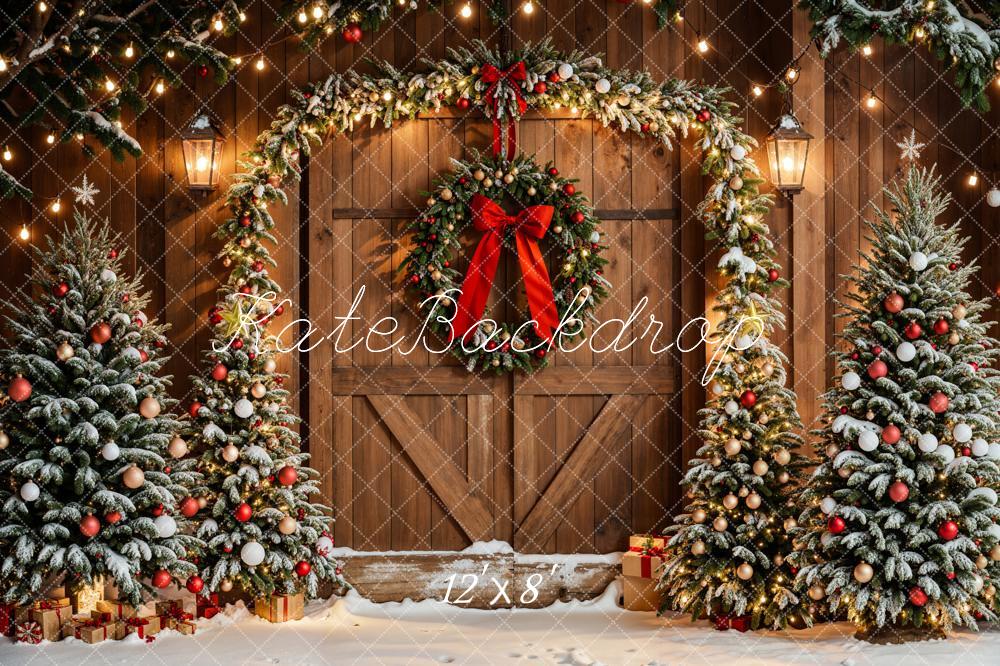 Kate Christmas Trees Arch Wreath Wood Door Backdrop Designed by Emetselch - Image 7