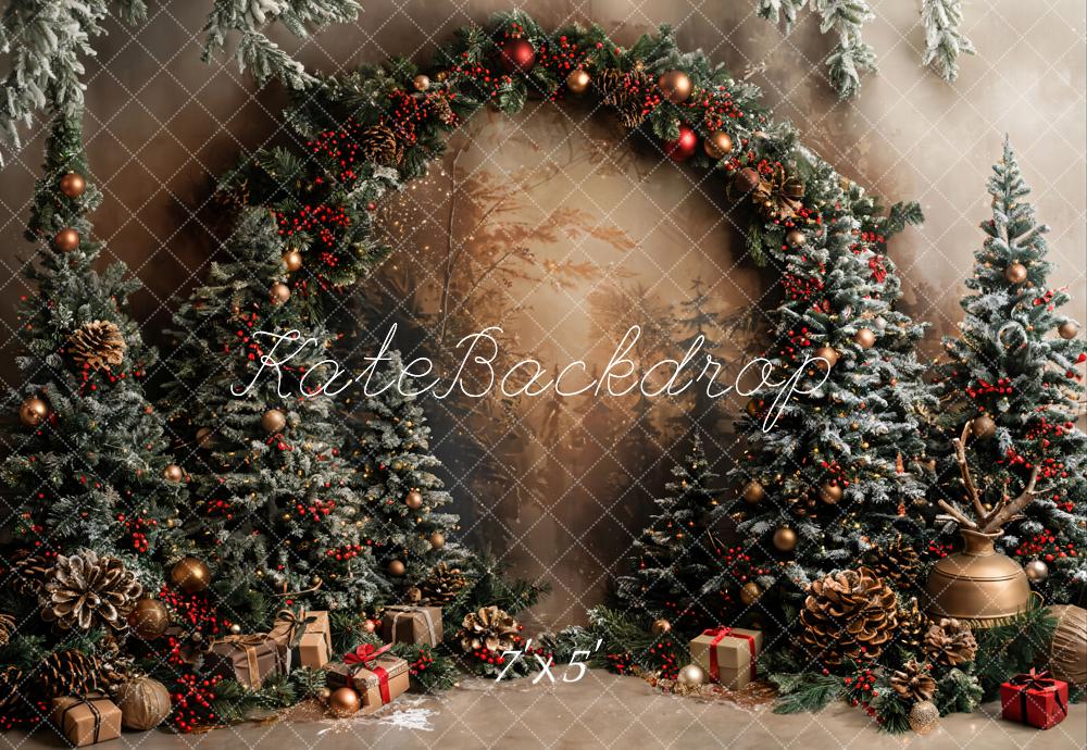 Kate Christmas Trees Arched Retro Wall Backdrop Designed by Emetselch - Image 2
