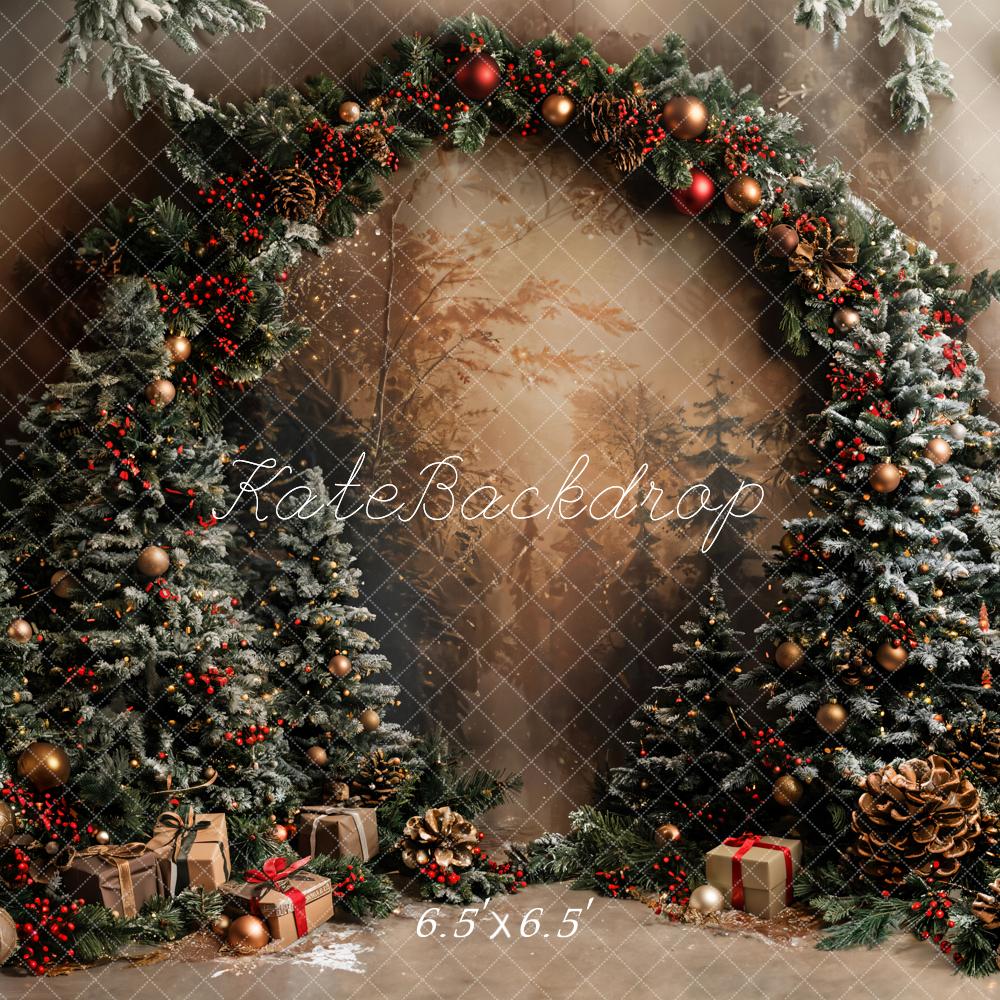 Kate Christmas Trees Arched Retro Wall Backdrop Designed by Emetselch - Image 5