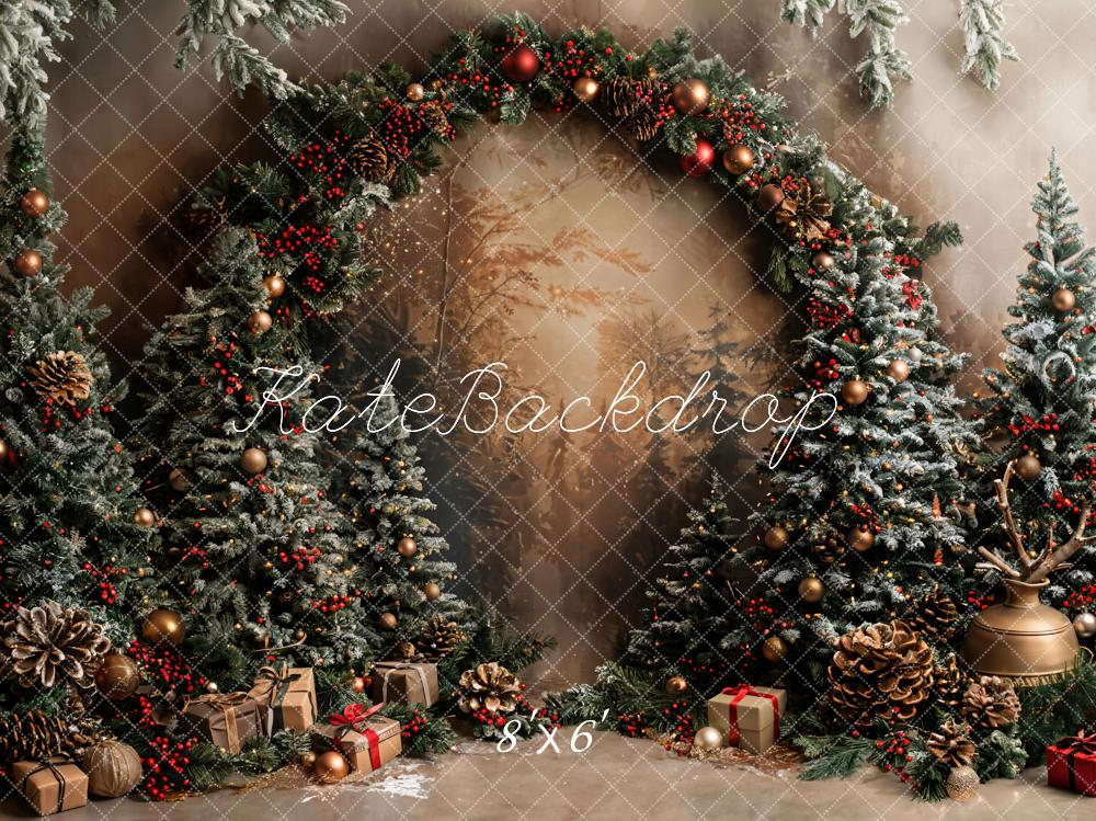 Kate Christmas Trees Arched Retro Wall Backdrop Designed by Emetselch - Image 6
