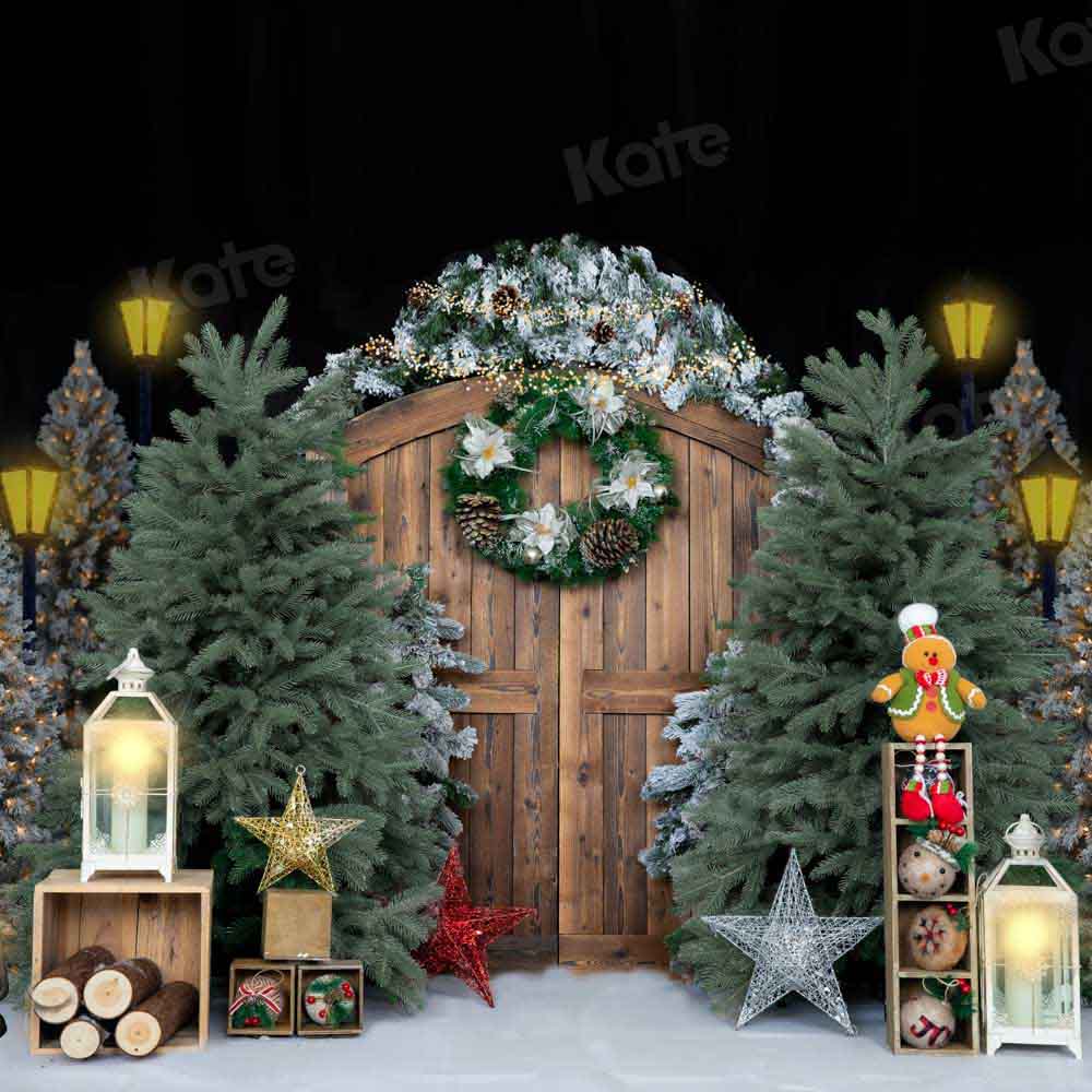Kate Christmas Trees Barn Door Backdrop Designed by Emetselch - Image 2