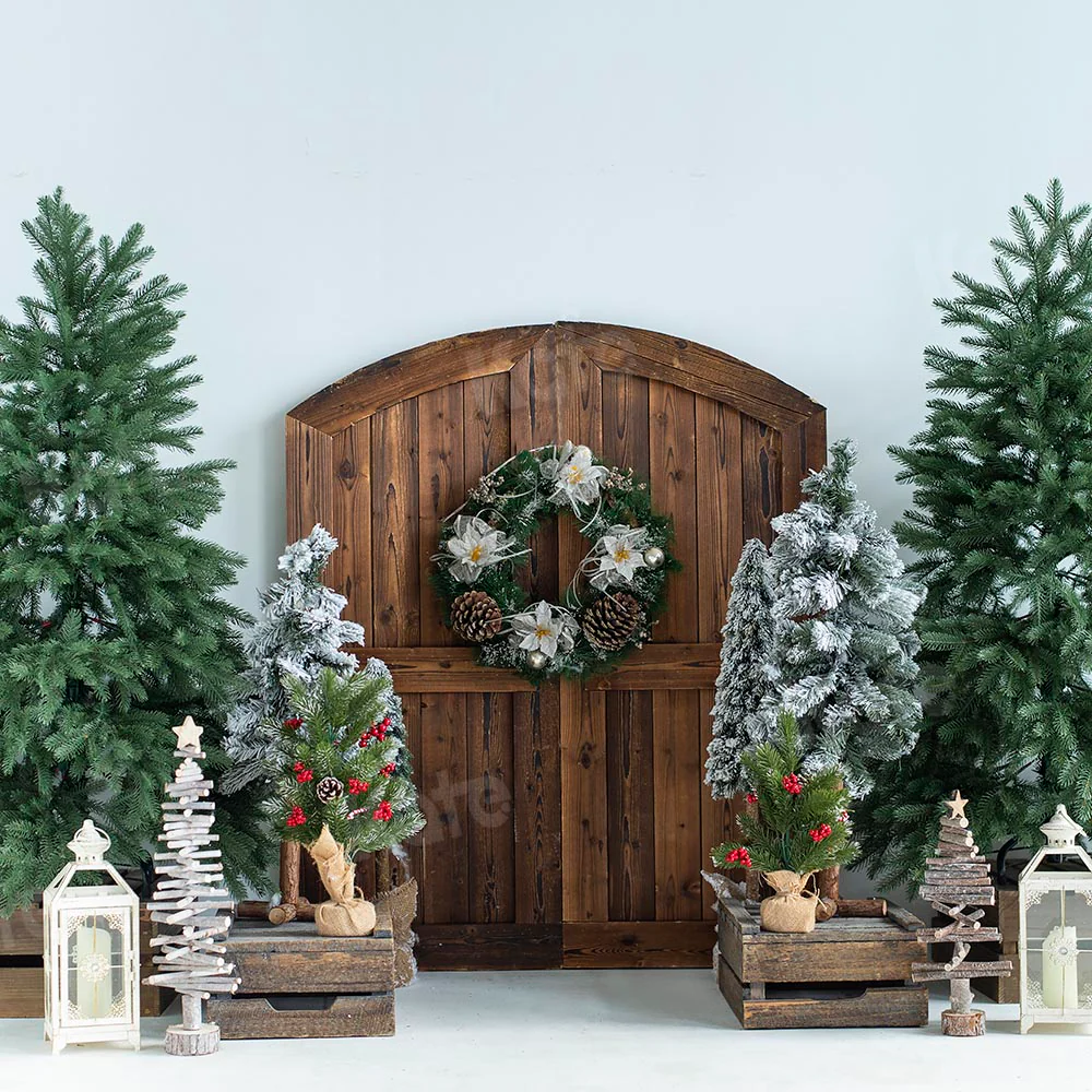 Kate Christmas Trees Barn Door Backdrop Designed by Emetselch - Image 2