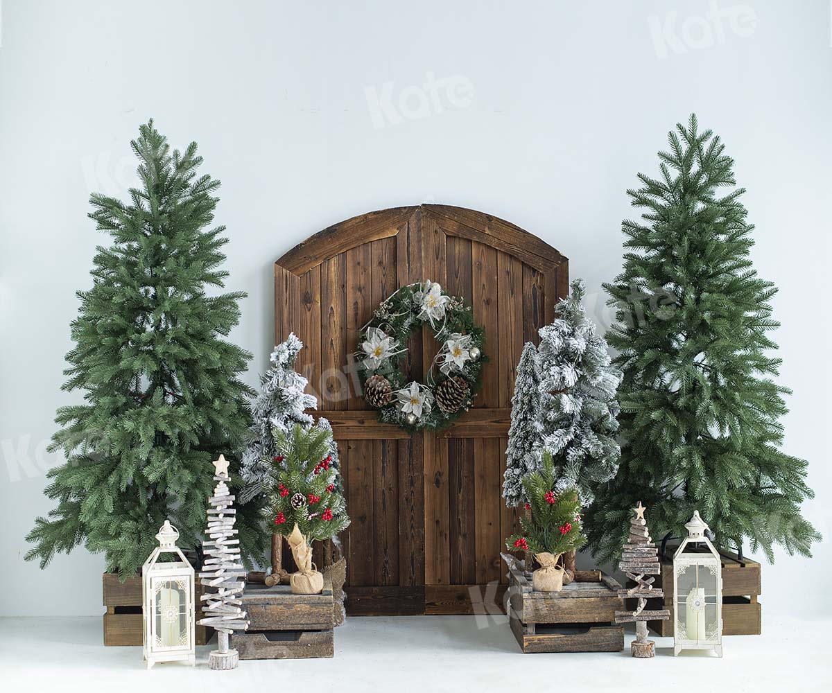 Kate Christmas Trees Barn Door Backdrop Designed by Emetselch - Image 3